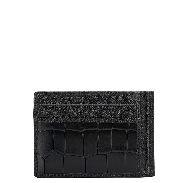 Croco Franzy Leather Money Clip - Black