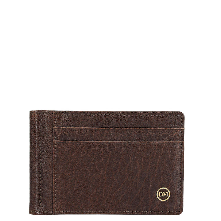 Elephant Pattern Leather Money Clip - Brown
