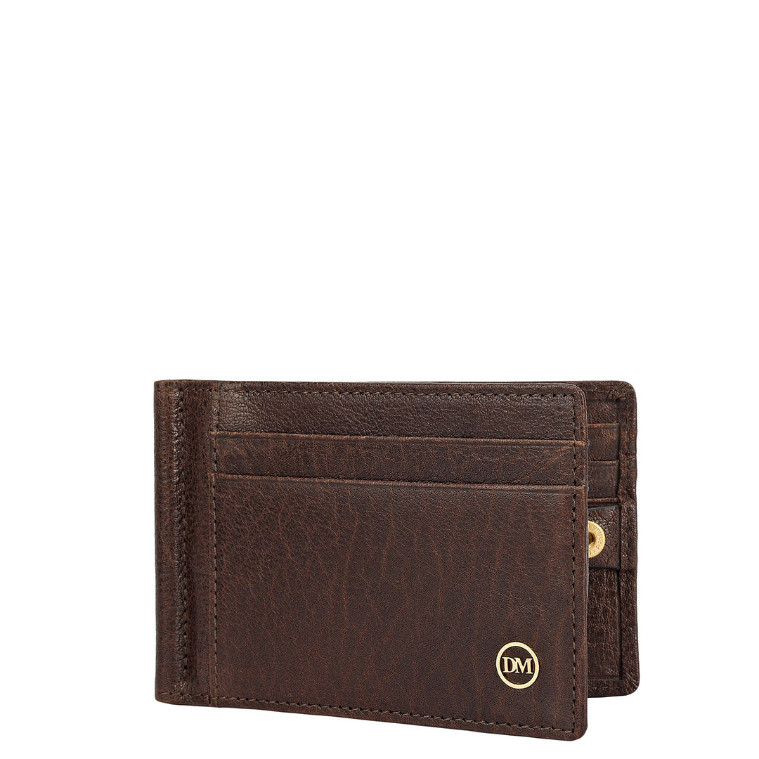 Elephant Pattern Leather Money Clip - Brown