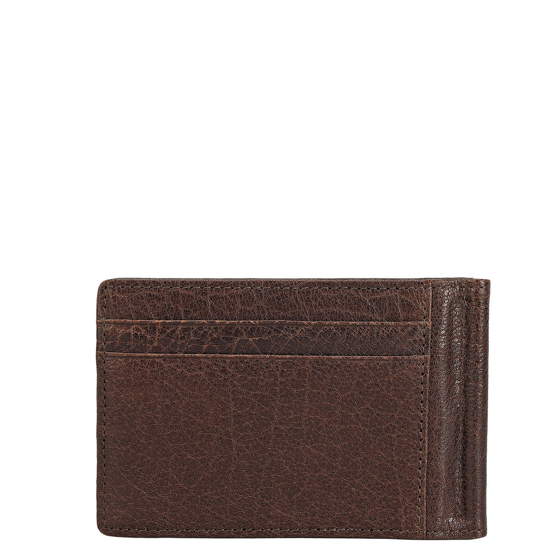 Elephant Pattern Leather Money Clip - Brown