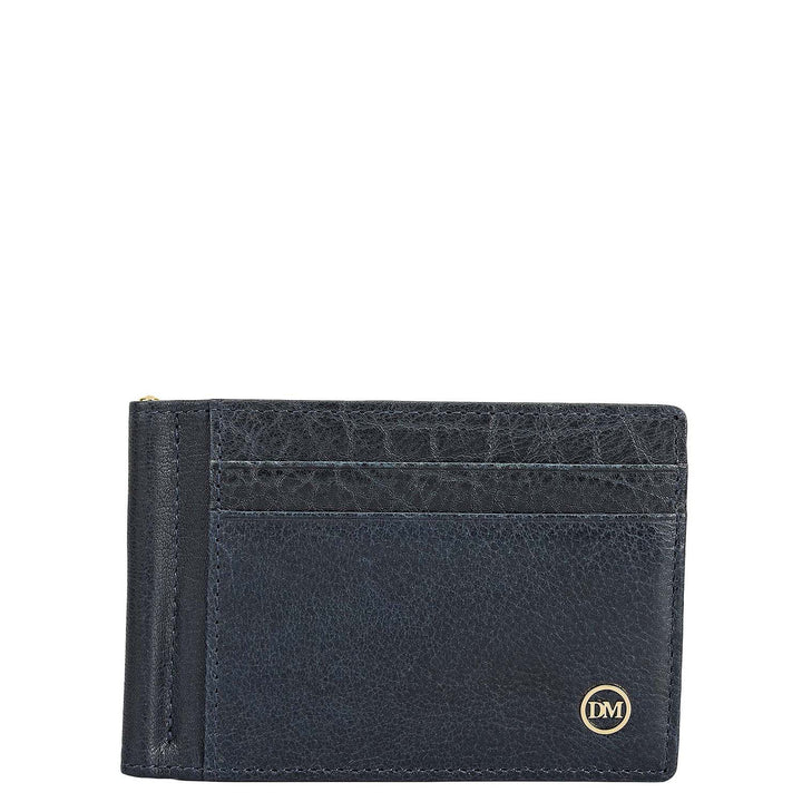 Elephant Pattern Leather Money Clip - Navy