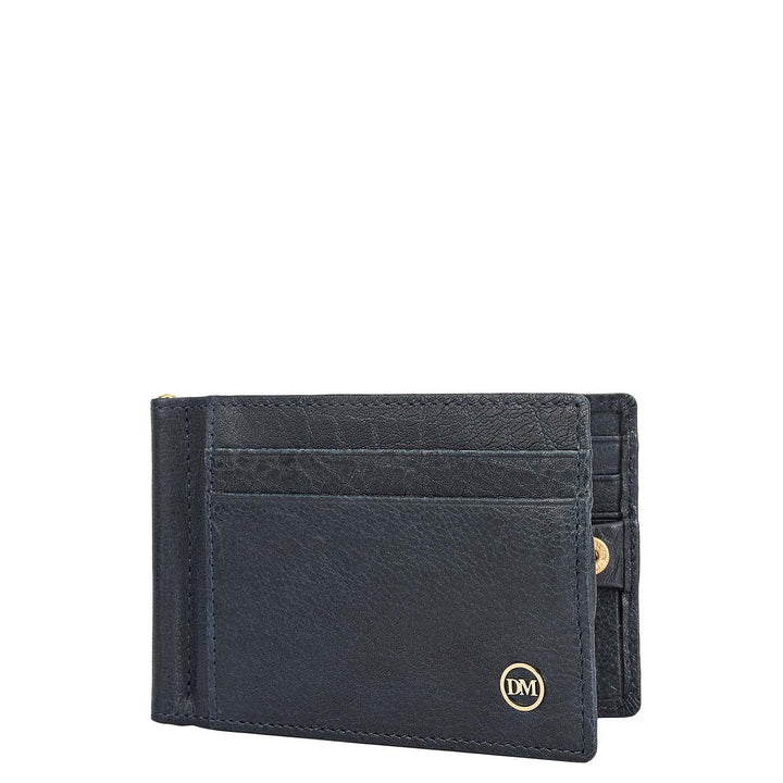 Elephant Pattern Leather Money Clip - Navy