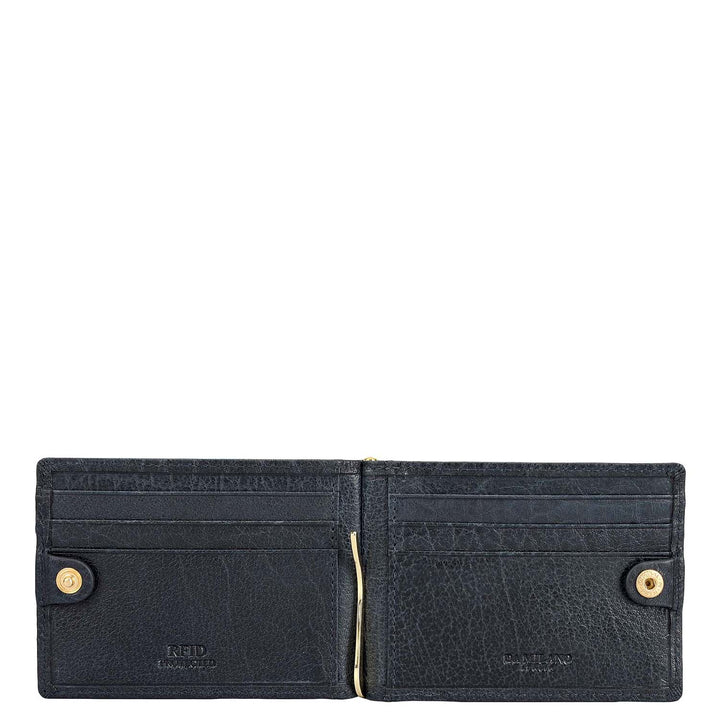 Elephant Pattern Leather Money Clip - Navy
