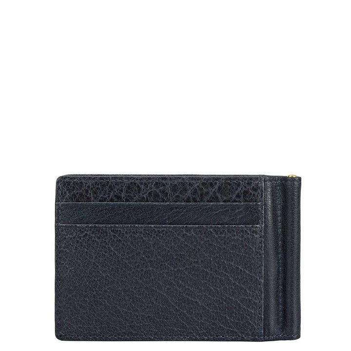 Elephant Pattern Leather Money Clip - Navy