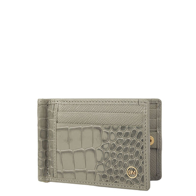 Croco Franzy Leather Money Clip - Stone Grey