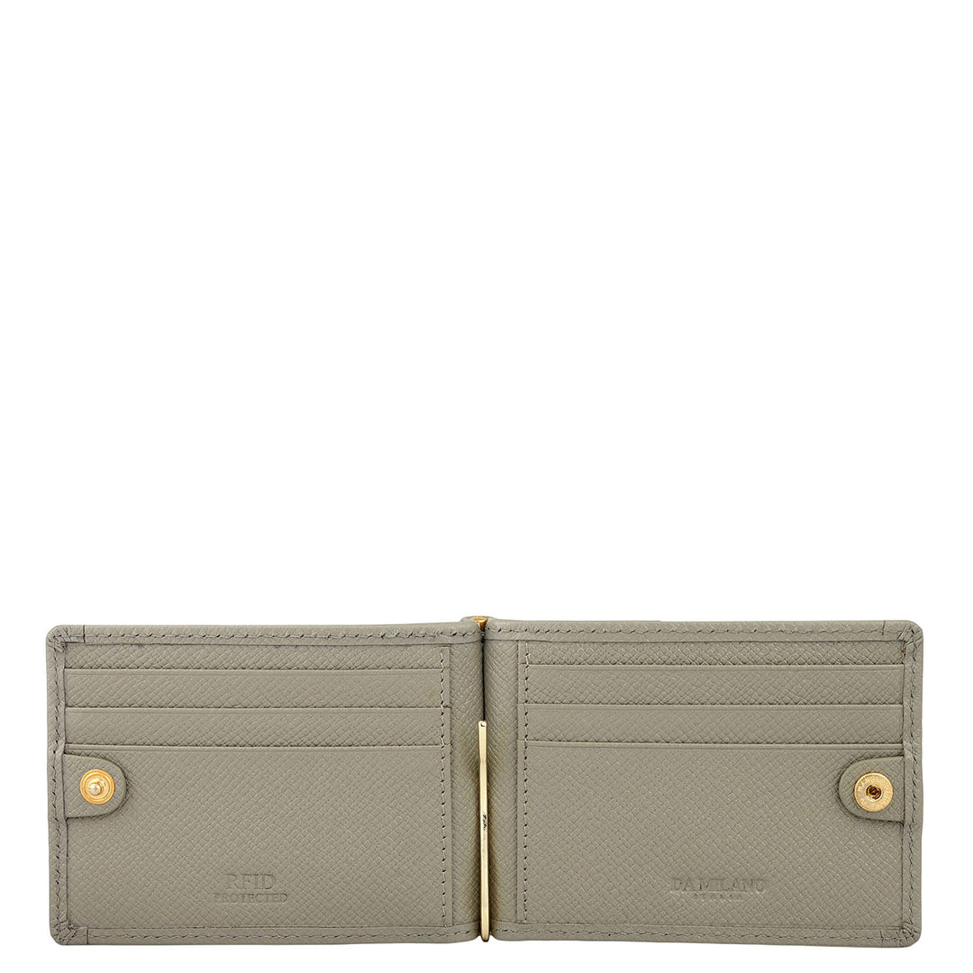 Croco Franzy Leather Money Clip - Stone Grey