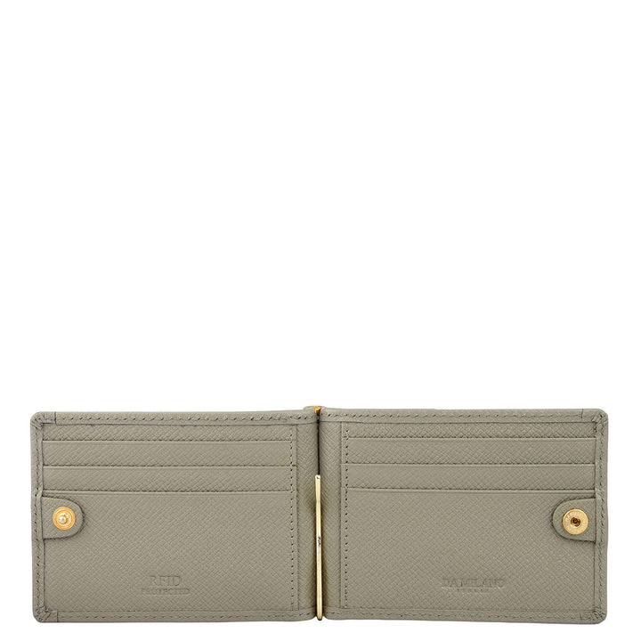Croco Franzy Leather Money Clip - Stone Grey