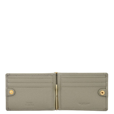 Croco Franzy Leather Money Clip - Stone Grey