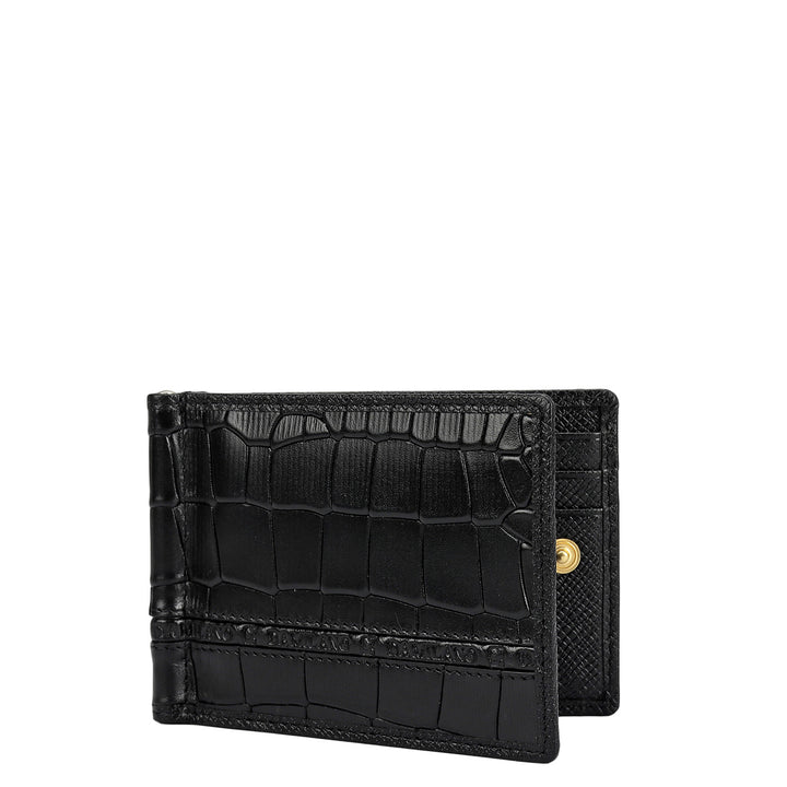 Croco Leather Money Clip - Black