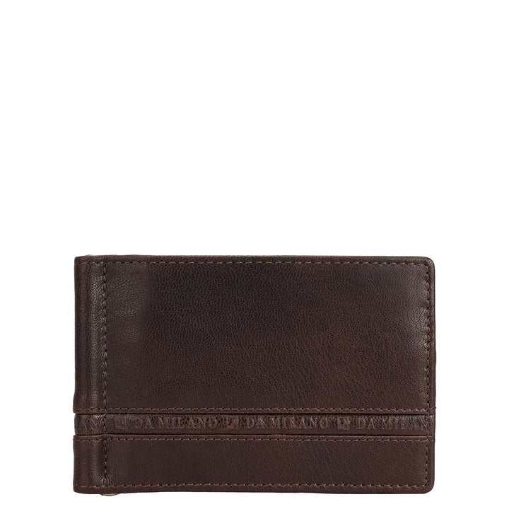 Elephant Pattern Leather Money Clip - Brown