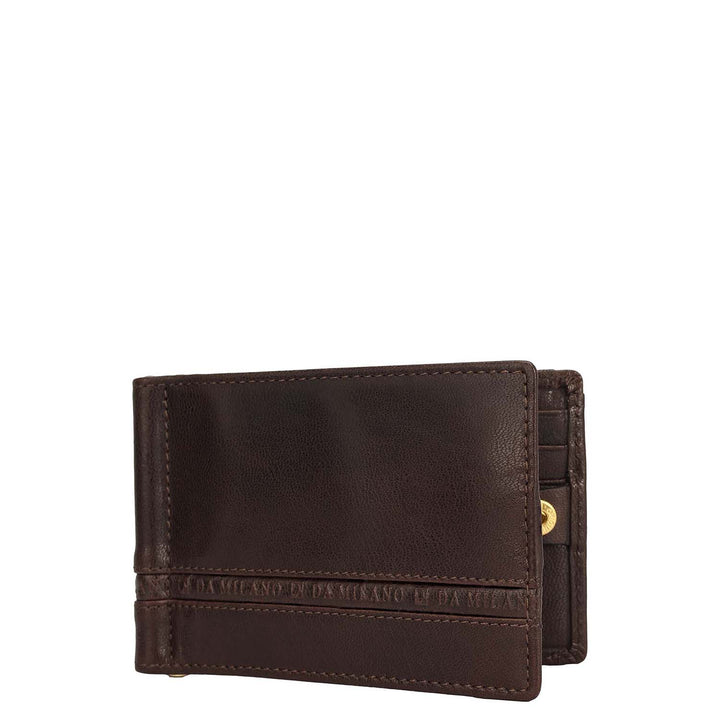 Elephant Pattern Leather Money Clip - Brown