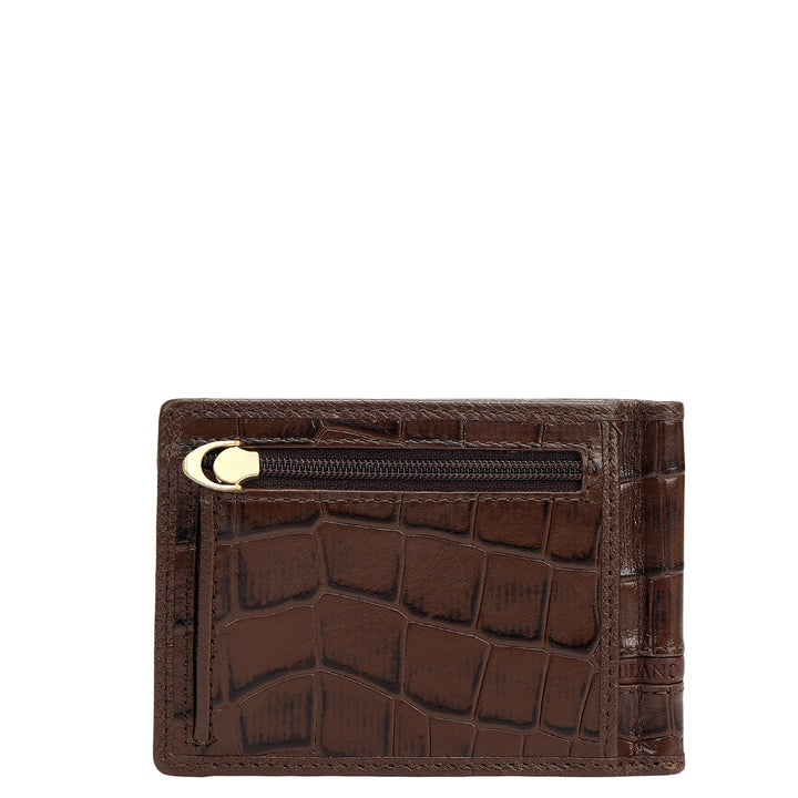 Croco Leather Money Clip - Walnut