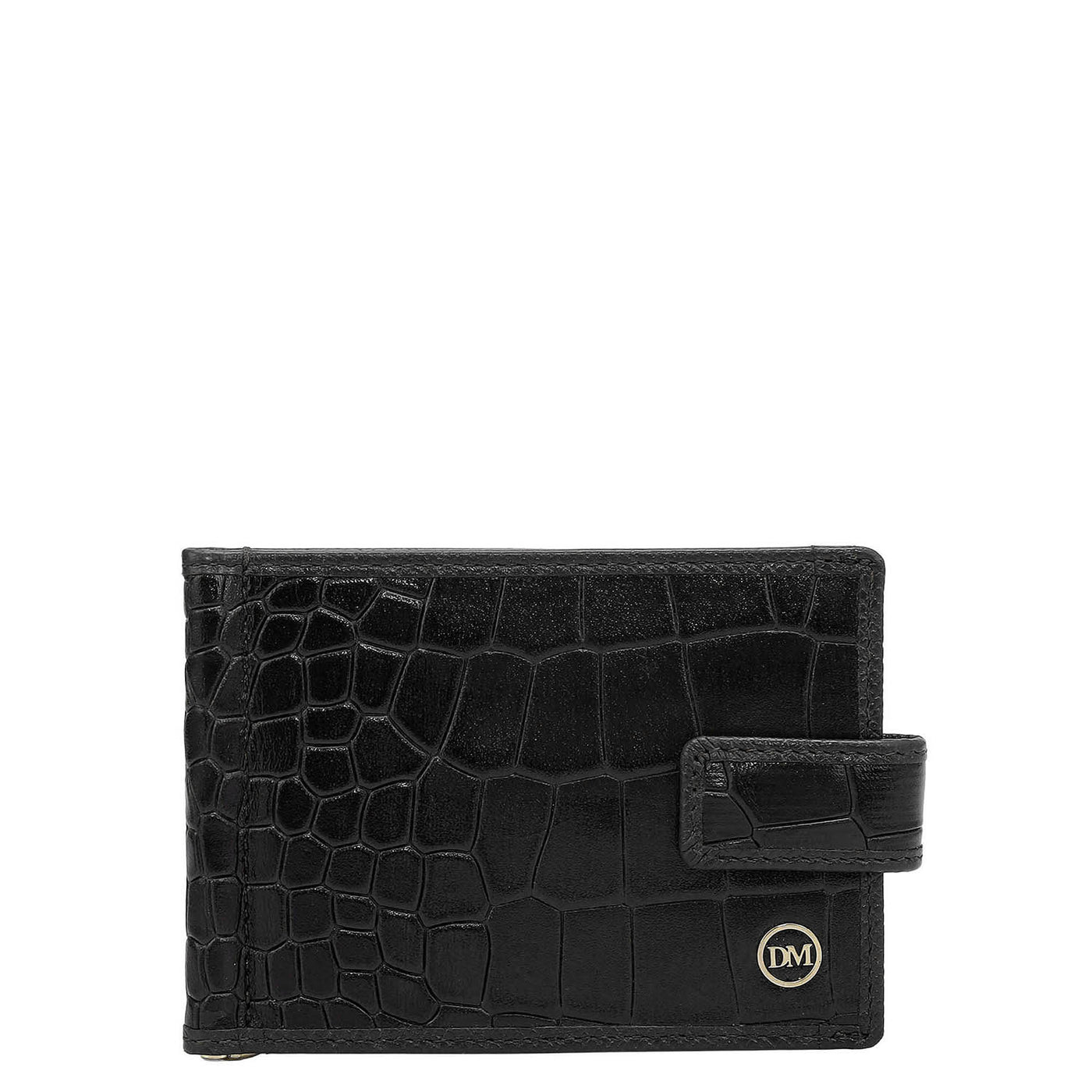 2 Slots Leather Money Clip - Black