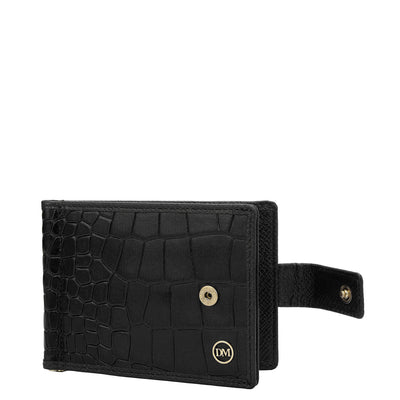 2 Slots Leather Money Clip - Black