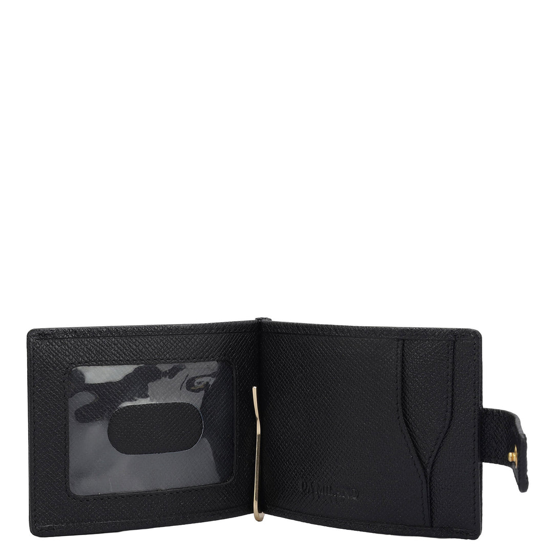 2 Slots Leather Money Clip - Black