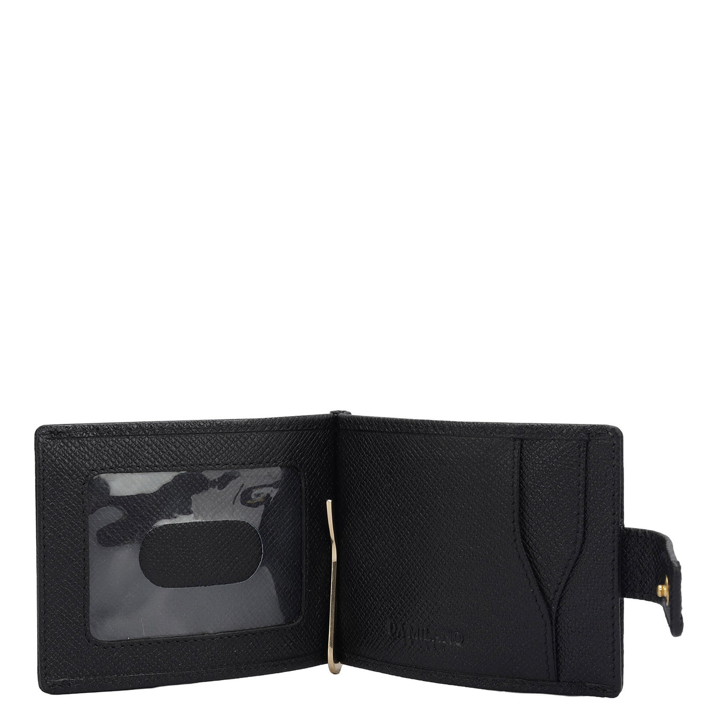 2 Slots Leather Money Clip - Black