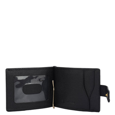 2 Slots Leather Money Clip - Black