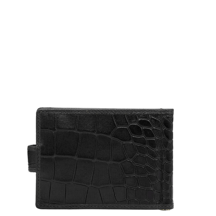 2 Slots Leather Money Clip - Black