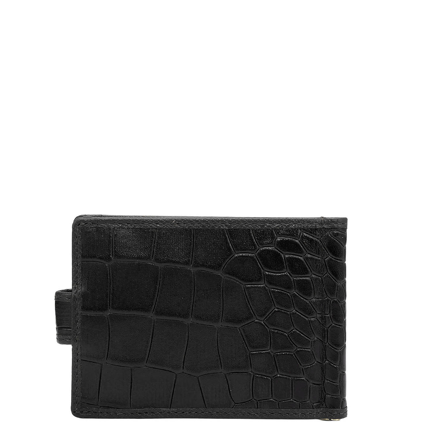2 Slots Leather Money Clip - Black