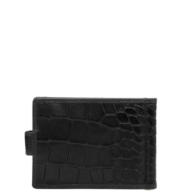 2 Slots Leather Money Clip - Black