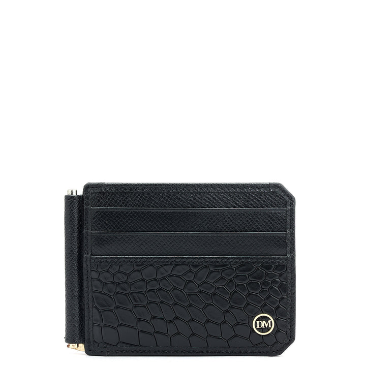 12 Slots Leather Money Clip - Black