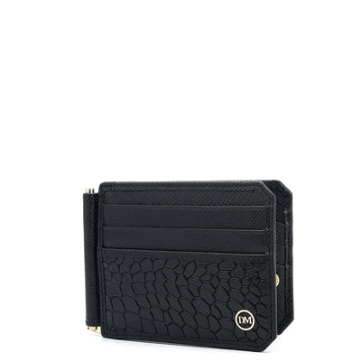 12 Slots Leather Money Clip - Black