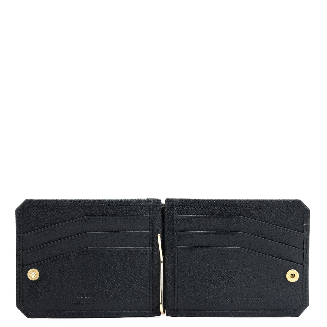 12 Slots Leather Money Clip - Black
