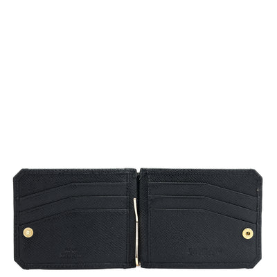 12 Slots Leather Money Clip - Black