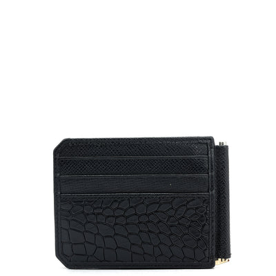 12 Slots Leather Money Clip - Black
