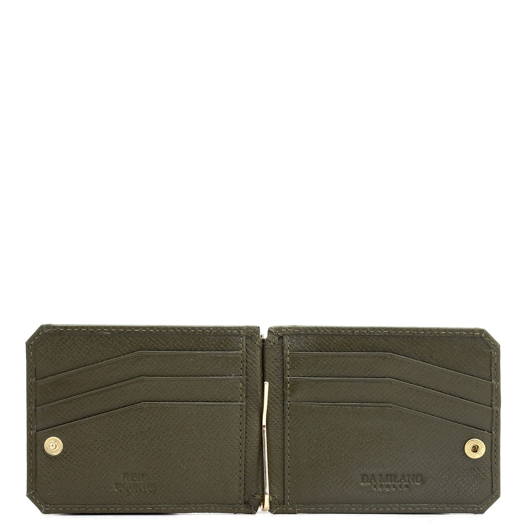 12 Slots  Leather Money Clip - Military Green