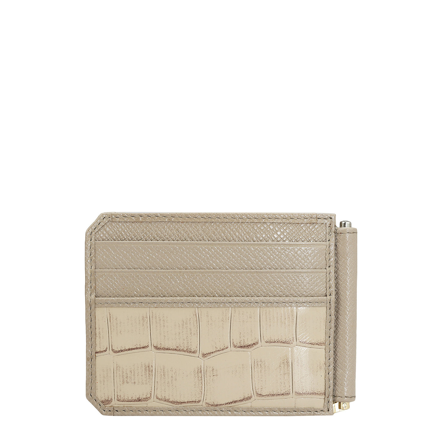 Croco Franzy Leather Money Clip - Frost