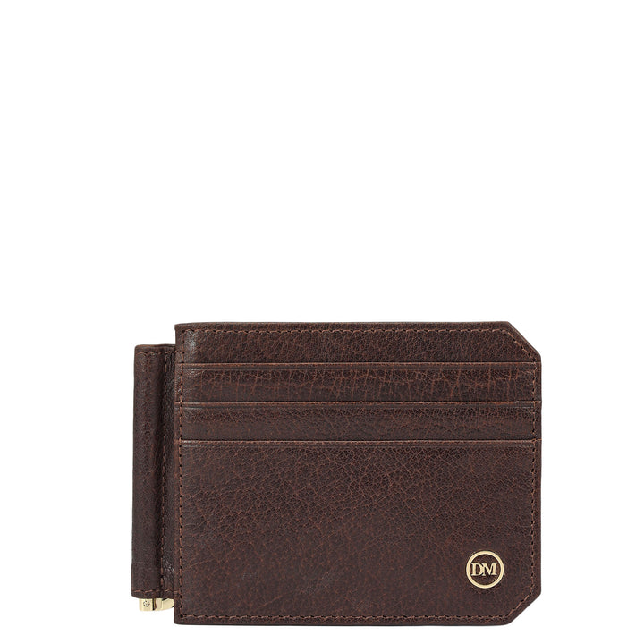 Elephant Pattern Leather Money Clip - Brown