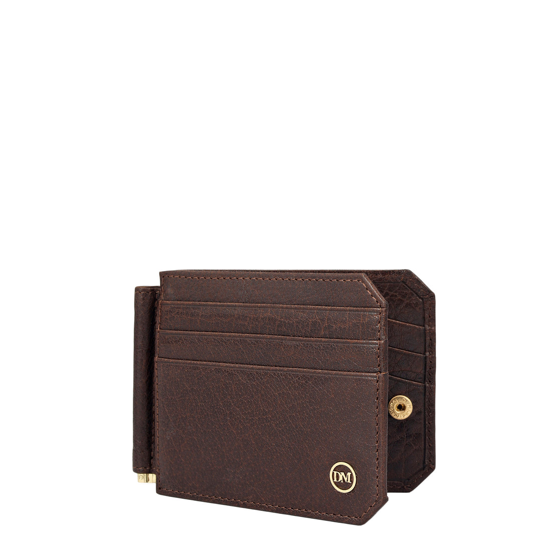 Elephant Pattern Leather Money Clip - Brown