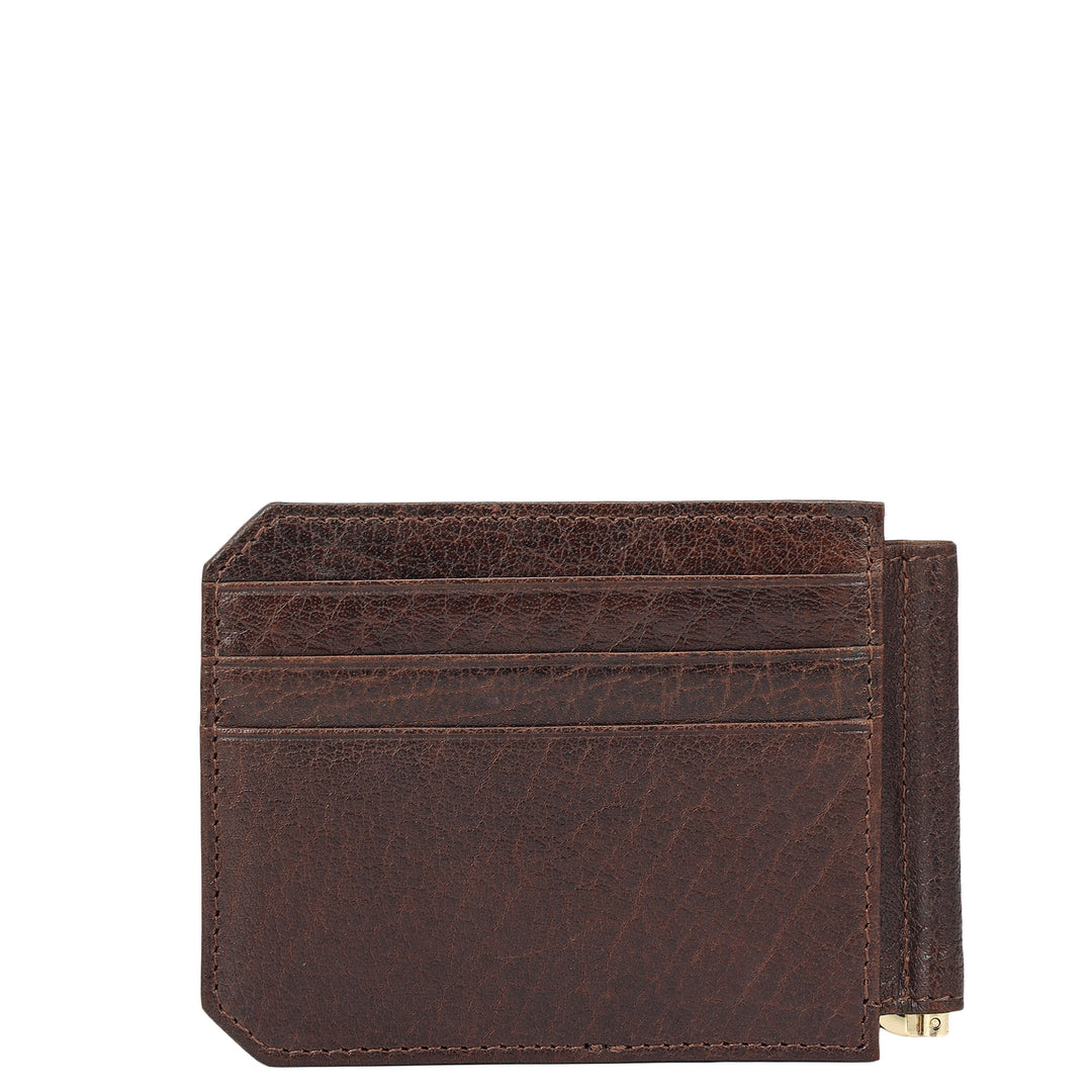 Elephant Pattern Leather Money Clip - Brown