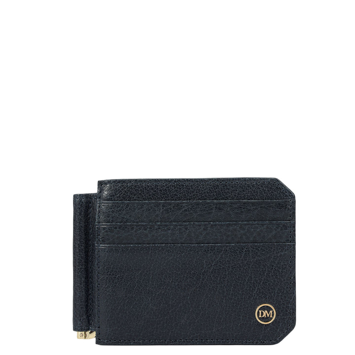 Elephant Pattern Leather Money Clip - Navy