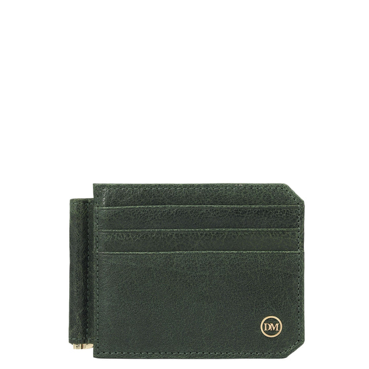 Elephant Pattern Leather Money Clip - Petrol Green