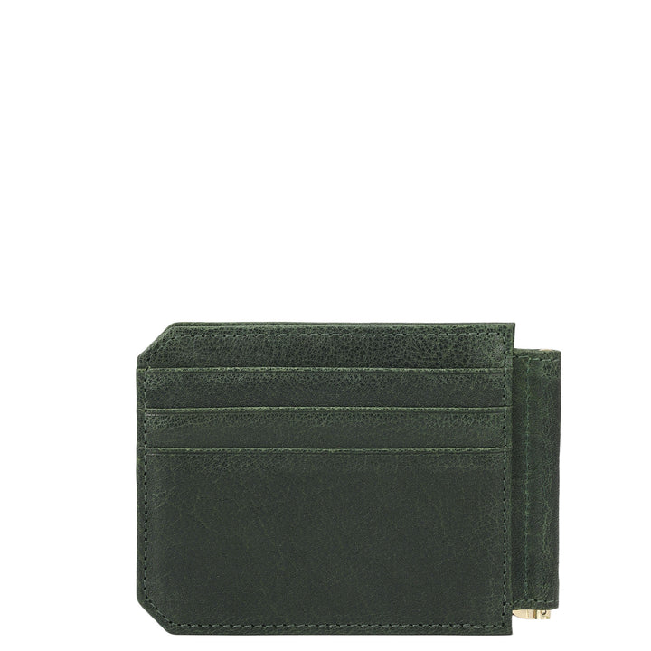 Elephant Pattern Leather Money Clip - Petrol Green