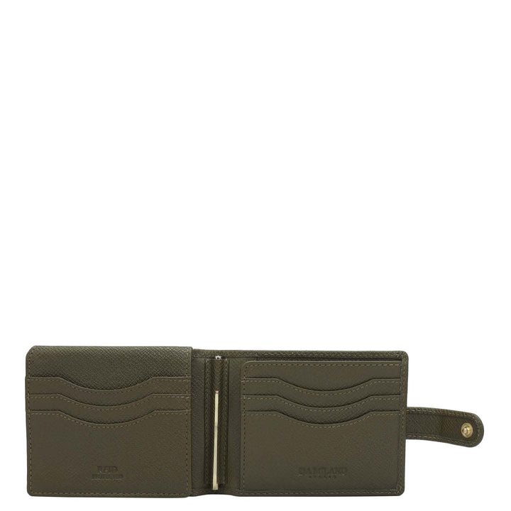 Franzy Leather Money Clip - Military Green