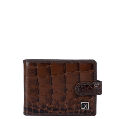 Croco Leather Money Clip - Brown