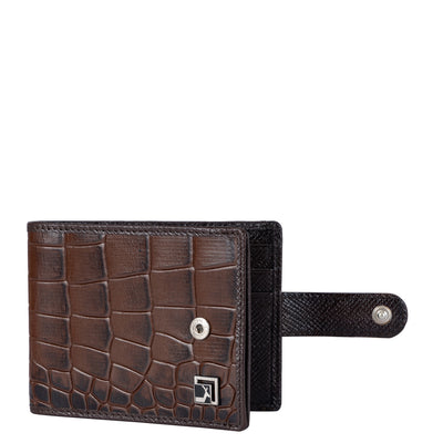 Croco Leather Money Clip - Brown