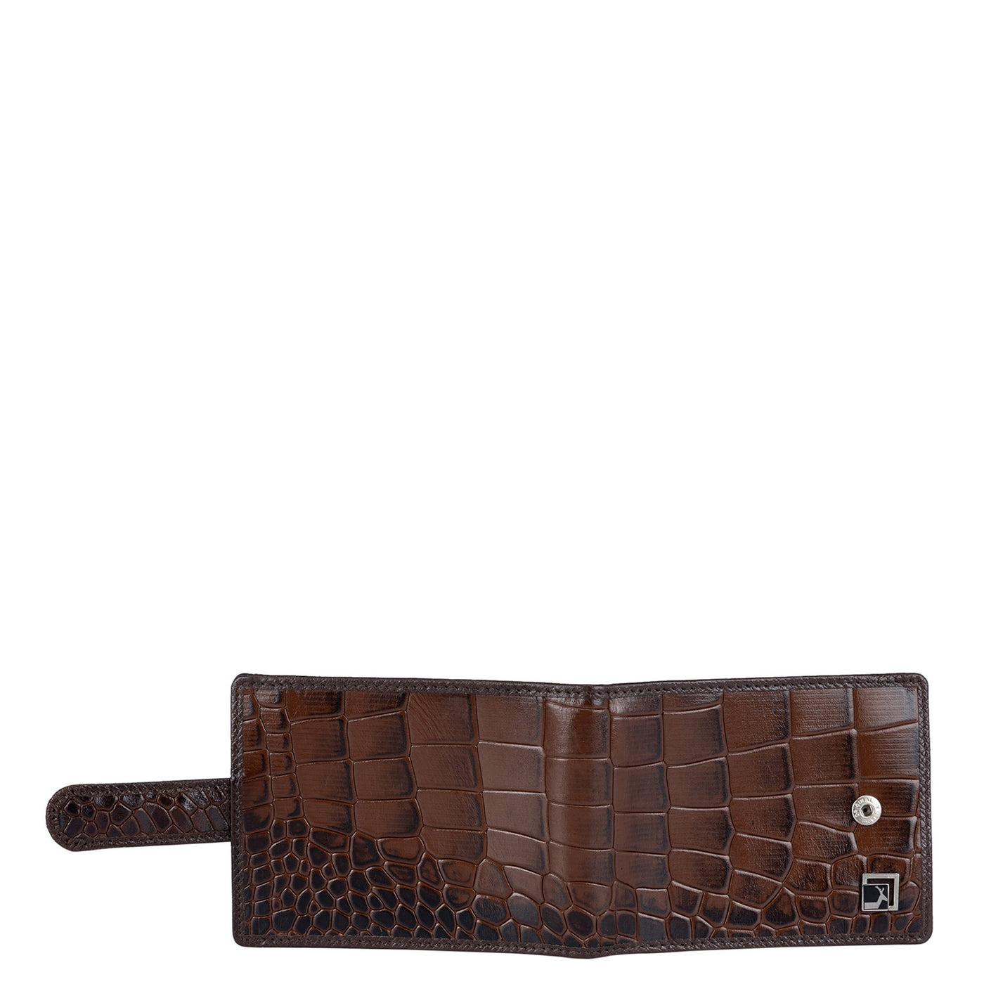 Croco Leather Money Clip - Brown