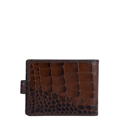 Croco Leather Money Clip - Brown