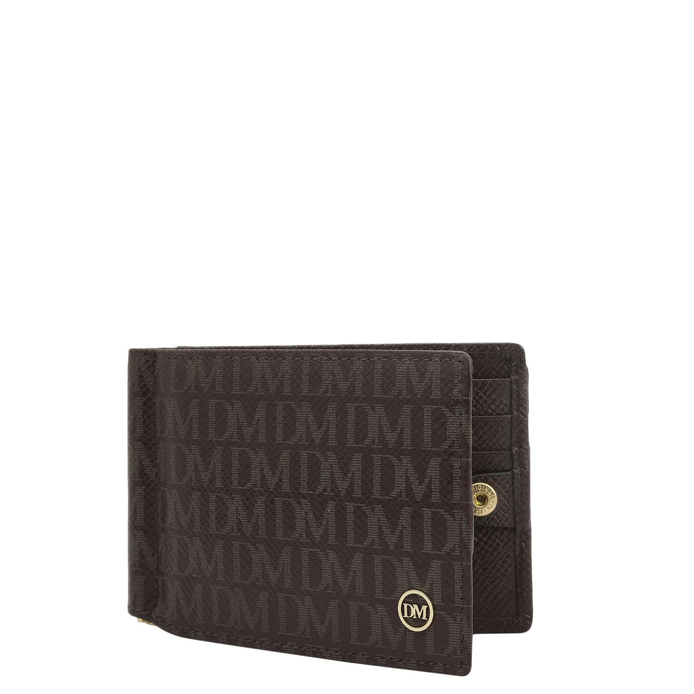 13 Slots Monogram Leather Money Clip-Chocolate