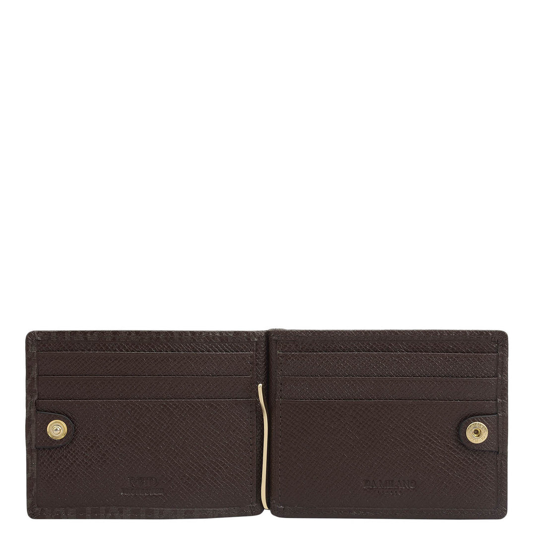 13 Slots Monogram Leather Money Clip-Chocolate