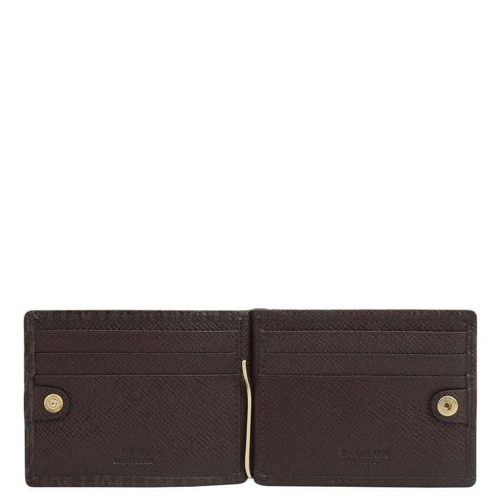 13 Slots Monogram Leather Money Clip-Chocolate