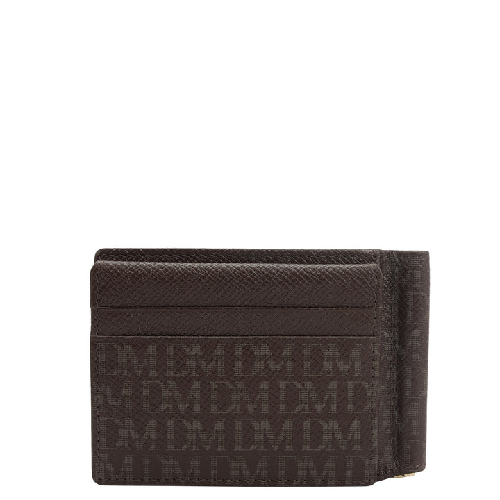 13 Slots Monogram Leather Money Clip-Chocolate