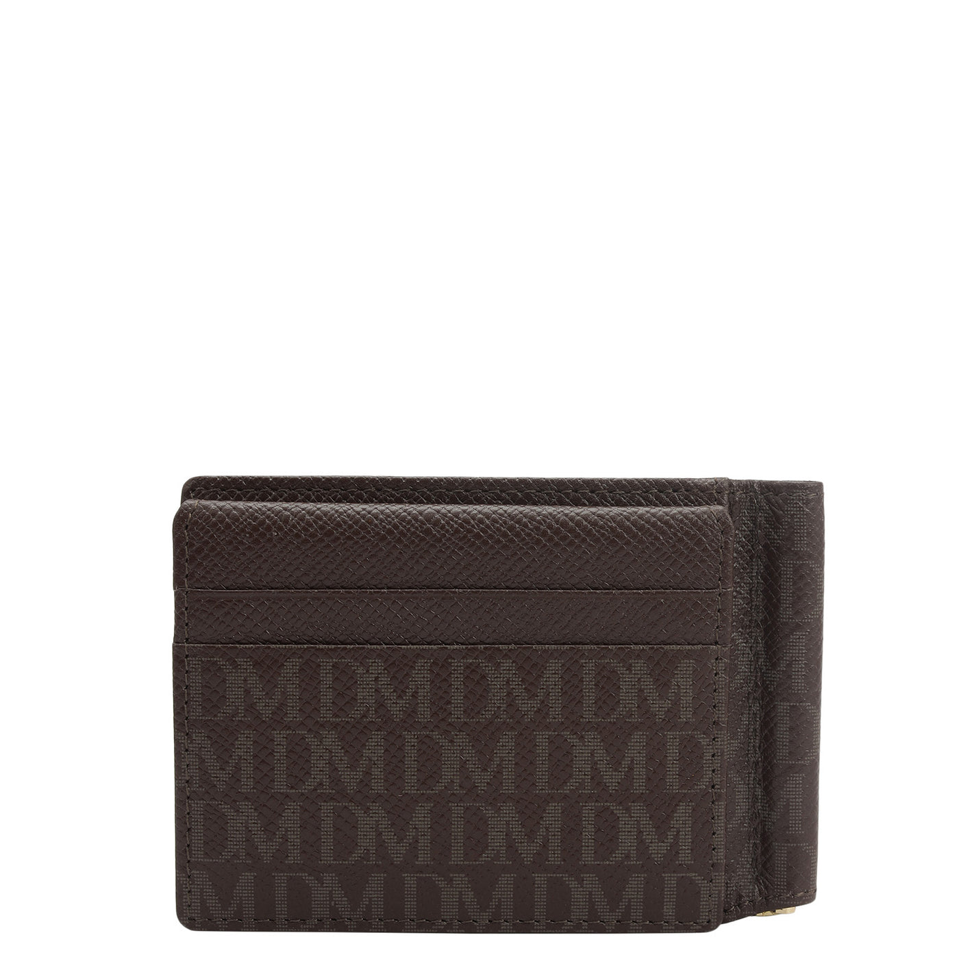 13 Slots Monogram Leather Money Clip-Chocolate
