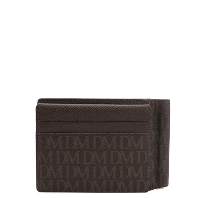 13 Slots Monogram Leather Money Clip-Chocolate