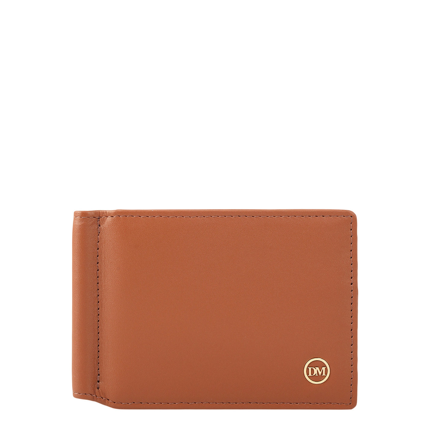 Plain Leather Money Clip - Cognac