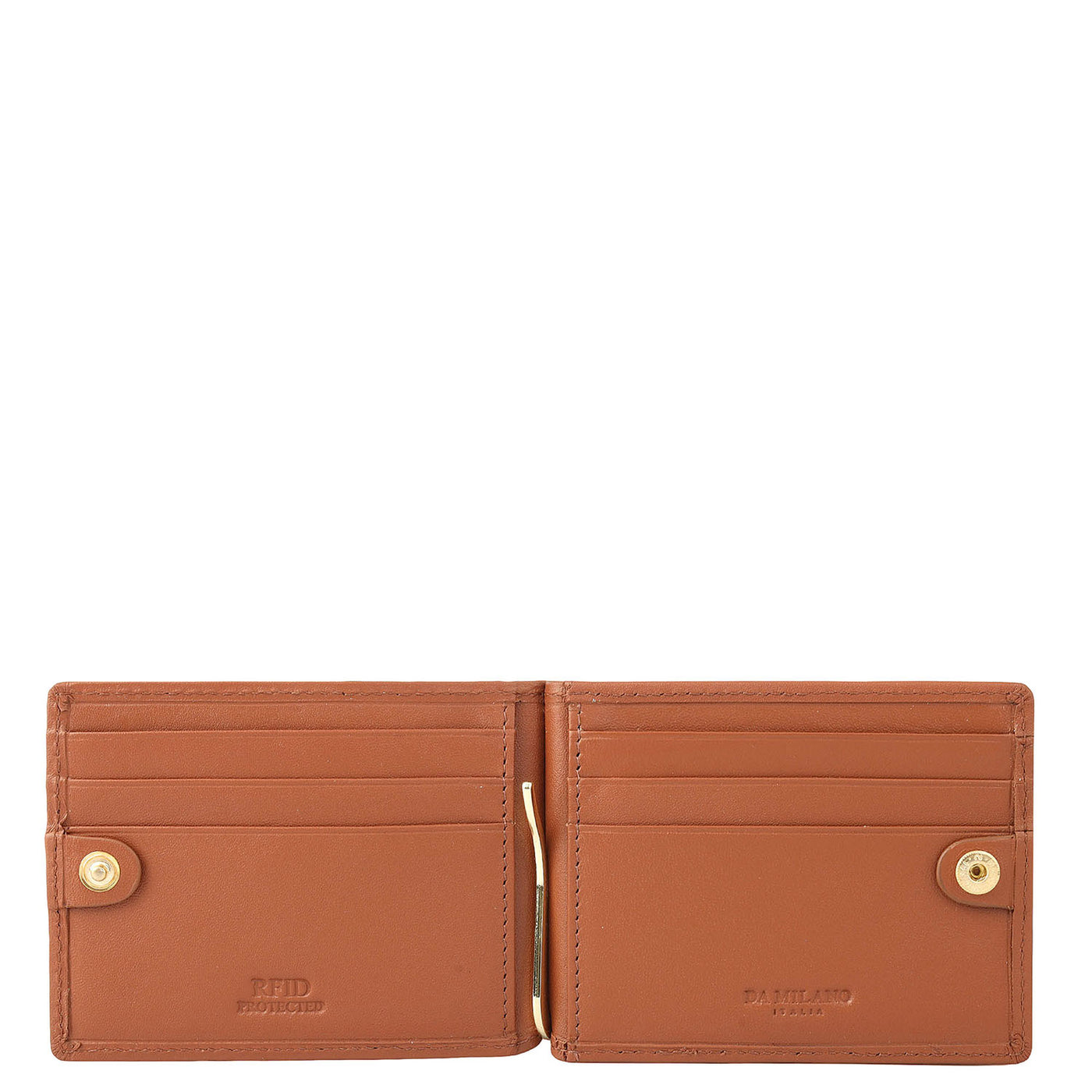 Plain Leather Money Clip - Cognac